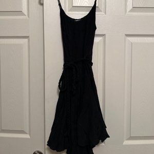 Black Linen Dress with tie waist